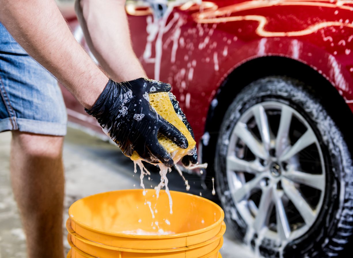 wash a car with bucket