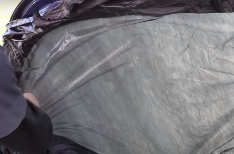 trash bag on window